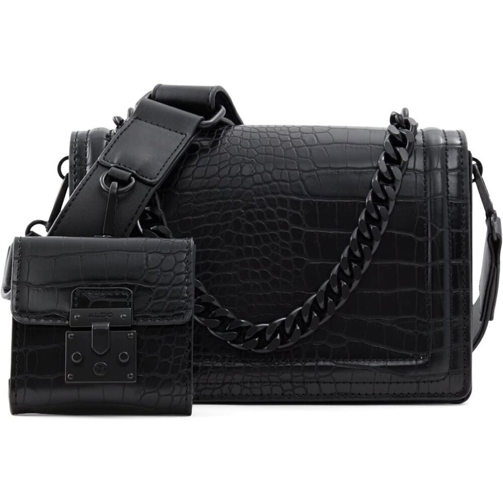 ALDO Women's Qiemar Crossbody Bag, Black/Black, Small